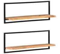 (100 x 24 x 35 cm) vidaXL Wall Shelf Set Picture Ledges Display Unit Solid Acacia Wood and Steel
