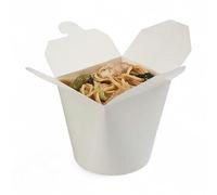 100 X 26oz (750ml) White Round Noodle Boxes | Disposable Takeaway Food Containers for Chinese, Asian Cuisine, Pasta & Rice | Leakproof, Microwavable, Grease-Resistant Paper Food Pots