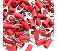 100 x 3.7mm Red Cable Crimp Fork Spade Terminals Connectors