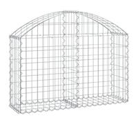 vidaXL Arched Gabion Basket 100x30x60/80 cm Galvanised Iron, Silver