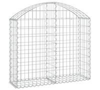 vidaXL Arched Gabion Basket - 100x30x80/100 cm - Galvanised Iron - Practical Garden Barrier - Decorative Outdoor Item - Easy Assembly - Silver Finish