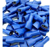 100 x 4.8x0.8mm Blue Fully Insulated Female Push-On Disconnects Terminals