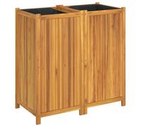 (100 x 50 x 100 cm) vidaXL Garden Planter with Liner Outdoor Flower Pot Box Solid Wood Acacia
