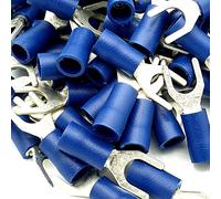 100 x 6.4mm Blue Cable Crimp Fork Spade Terminals Connectors