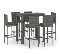 (100 x 60.5 x 110.5 cm/ 6 piece) vidaXL Garden Bar Set with Cushions Patio 3/5/7/9 Piece Multi Sizes Black/Grey