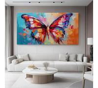 100 x 70 cm Colorful Unframed Canvas Wall Art, Abstract Insects Butterflies printing Canvas Poster Pictures for Living Room Bedroom Home Office Wall Decorations