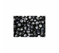 100 x 7x4mm Black Round Acrylic Letter Single Beads 1mm Hole Alphabet Loose A-Z - Letter B
