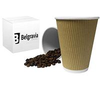 100 X 8oz / 240ml Belgravia Kraft triple walled disposable paper ripple cups