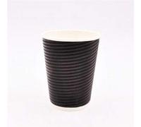 100 x 8oz Black Ripple Takeaway Coffee Cups with Black Reclosable Lids