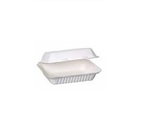 100 x 9x6 Bagasse Biodegradable Sugarcane Clamshell Takeaway Box 9 x 6 Inch - Pack of 100 - Eco-friendly Packaging Hp10 32oz / 900ml, Made from Natural Sugarcane Pulp, Disposable Food Container