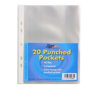 100 x A5 Plastic Wallets Strong Glass Clear Punched Ringbinder Poly Pockets