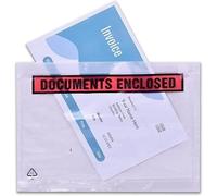 100 X A5 Printed Document Enclosed Wallet (235 x 180 mm) | Peel & Seal Clear Plastic Envelopes/Sleeves/Pockets/Wallets | Attach Invoices, Packing Lists & Delivery Notes to Parcels