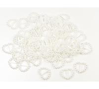 100 x Acrylic White Pearl Buckles Heart Shape Double Sided 16mm x 15mm Ribbon Sliders Table Decorations, Card Making (PHB19)