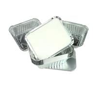 Uk Store 100 x ALUMINIUM FOIL FOOD CONTAINERS Large + LIDS No6a Order before 12 noon for same day dispatch weekdays only,L 20cm x W 10cm x D 6cm (approx).