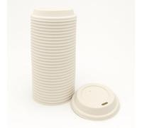 100 x Biodegradable Coffee Cup Lids - 80mm Fits 8oz Paper Cups - Eco-Friendly Bagasse Sip Lids - Spill-Proof, Leak-Resistant, Heat-Resistant - Disposable To-Go Lid for Hot Drinks