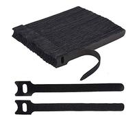 100 x Black Adjustable Reusable Cable Straps, Hook and Loop , Long Cable Ties