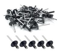 100 x Black Aluminium Blind Rivets 4.8mm x 20mm Large Head