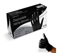 100 x Black Disposable Gloves | Black Nitrile Gloves | Latex free Gloves | Powder Free Gloves | Black Gloves Disposable | Strong And Non-Sterile (Large, 1 Pack of 100)
