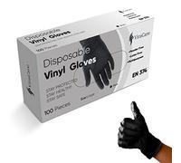 100 x Black Disposable Gloves | Vinyl Gloves Disposable | Latex free Gloves | Powder Free Gloves | Black Gloves Disposable | Strong And Non-Sterile | (Large, 1 Pack of 100)
