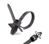 100 X Black Push Mount Winged Cable Ties 100mm X 2.5mm Car Chassis Zip Tie Fixing