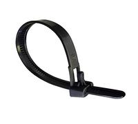 100 x Black Releasable Cable Ties 200mm x 7.6mm Reusable Wire Tidy Zip Wrap Straps