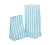 100 x BLUE CANDY SWEET / PICK AND N MIX PARTY BAGS - CAKE WEDDING BUFFET POPCORN BAG - 10.5cm X 23cm X 7.5cm