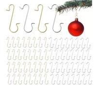100 x Christmas Tree Hooks Gold & Silver Hanging Ball Hanger for Tree Baubles, Hangers in S Shape for Christmas
