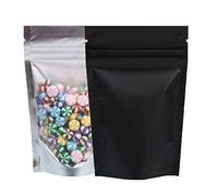 100 x Clear/Black Grip Seal Bags Gusset Base Stand Up Pouch Food Packaging BPA/Smell Free(12x18CM (4.7x7.0 inch))