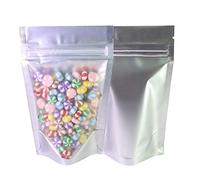 100 x Clear/Silver Grip Seal Bags Gusset Base Stand Up Pouch Food Packaging BPA/Smell Free(8.5x13CM (3.3x5.1 inch))