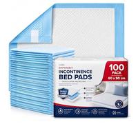 100 x Disposable Incontinence Bed Pads 60x90cm | Waterproof Bed Wetting Sheets - SAP Core, Odour Control, Self-Adhesive Tabs | Adults, Elderly, Post-Surgery & Babies (4 Packs of 25)