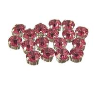 100 x EIMASS Rose Montees - Single Claw Sew On Crystals - Point Back Rhinestones in Flat Back Casings with Holes (Hot Pink in Silver Casing, ss16 (3.8mm))