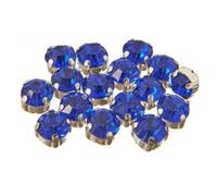 100 x EIMASS Rose Montees - Single Claw Sew On Crystals - Point Back Rhinestones in Flat Back Casings with Holes (Sapphire in Silver Casing, ss40 (8mm))