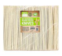 100 x Enviro Wooden Knives - Biodegradable Compostable Disposable Cutlery 100% Birchwood