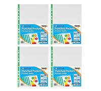 100 x Extra Strong A4 Plastic Premium Punched Pockets Wallets 90 Micron Glass Clear Poly Pocket Files