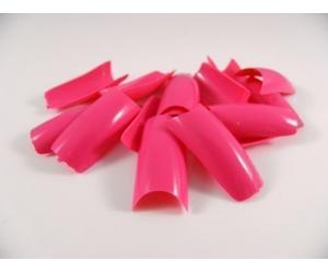 100 x False medium length Full Coverage or French half tips false nails & glue, 10 different sizes (10 of each size) by Fat-Catz-copy-catz (pink nail tips)