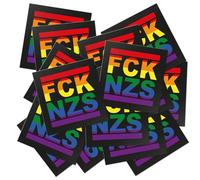 100 x FCK NZS Sticker Rainbow - 7.4 x 7.4 cm - Political Left Outdoor Sticker Sticker Large FCKNZS Against Right Sticker Set