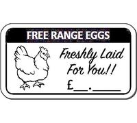 100 x Free Range Egg Box Labels with Price £ Hen Egg Stickers Freshly Laid