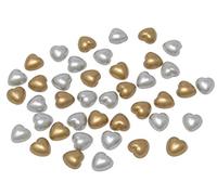 100 x Gold and Silver Mix 8mm Pearl Flat Backed Heart Shape Embellishments Beads Gems, for Crafts, Table Decorations, Weddings, Christmas