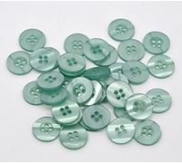 100 x Green Blue 15mm Resin Round Buttons with 4 Holes for Clothes Sewing, Card Making, Scrapbook Art.