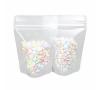 100 x Gusset Base Clear Translucent Grip Seal Bags Stand-Up Pouch Strong Bag BPA Free For Food Packaging(16x24CM (6.3x9.4 inch),100)