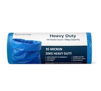 100 x Heavy-Duty Blue Rubble Sacks on Rolls | 95 Micron Builders Bags | 20kg Capacity | 10 Rolls (10 Bags Each) | Easy Dispensing for Building Sites, Landscaping & Trade Use