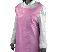 100 x Made in UK Strong Pink Disposable Plastic Aprons | High Quality 16 Micron Thickness | Flat Packed