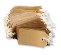 100 x Manilla Buff Strung Tags Tickets 70mm 35mm Luggage Labels