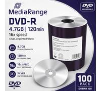 100 Mediarange Shiny Silver Thermal Blank DVD-R DVD 16x 4.7GB Shrinkwrap MR422