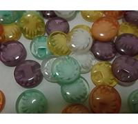 100 x Mixed Colour Flower Pattern 14mm Shank Sewing Buttons - Clothes Bling, Knitting, Card Making, Scrapbook Art