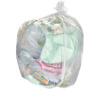 100 x Natural/Clear 90L Medium-Duty (28 Micron / 112 Gauge) Alina Coloured Refuse Sack / Polythene Dustbin Liner / Plastic Bin Bag / 90 Litre Natural/Clear Garbage Bag (100 Sacks)
