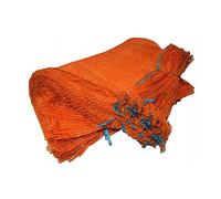 100 x Net Sacks 55 x 80 cm / 21.5 x 31.5" Max Load 30 Kg Non-Stretch with Drawstring, Raschel Bags, Mesh Sacks for Vegetables, Kindling Wood, Logs, Onion, Carrot, Potato (Orange)
