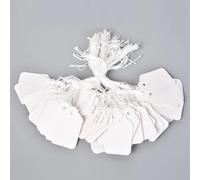 100 X New White Strung Swing Tie Tickets Price Label Tags Size-20MM X 8MM (E001)