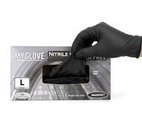 100 x Nitrile Disposable Gloves - 5 mil, Black Heavy Duty Examination Gloves - AQL 1.5 - Chemical Resistant, Latext-Free, Powder-Free, Non-Sterile Gloves for Cooking, Mechanic, Tattooist (Large)