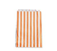 100 x ORANGE STRIPED/STRIPE PAPER CANDY BAGS - 5" x 7" / 12.7 x 17.8cm / 127 x 178mm